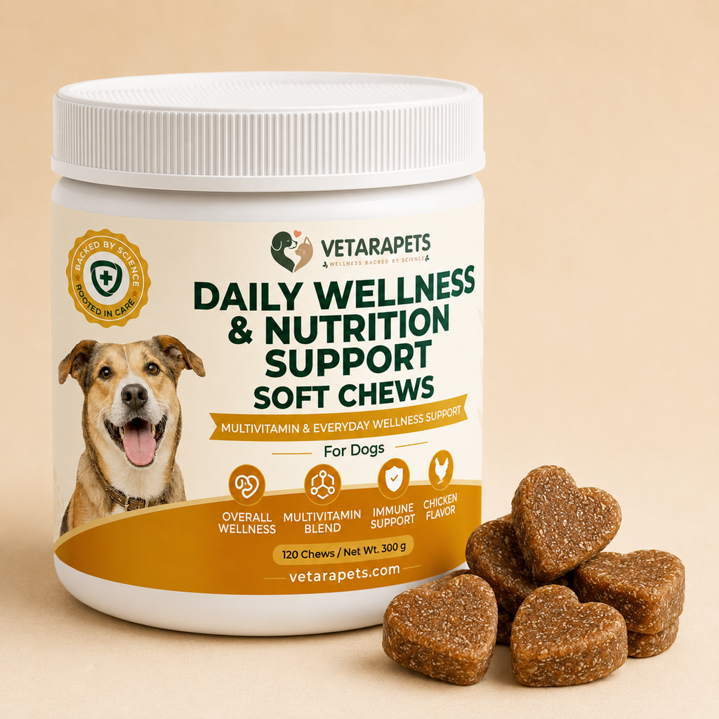 24 in 1 Dog Multivitamin heart-shaped soft chews for dogs
