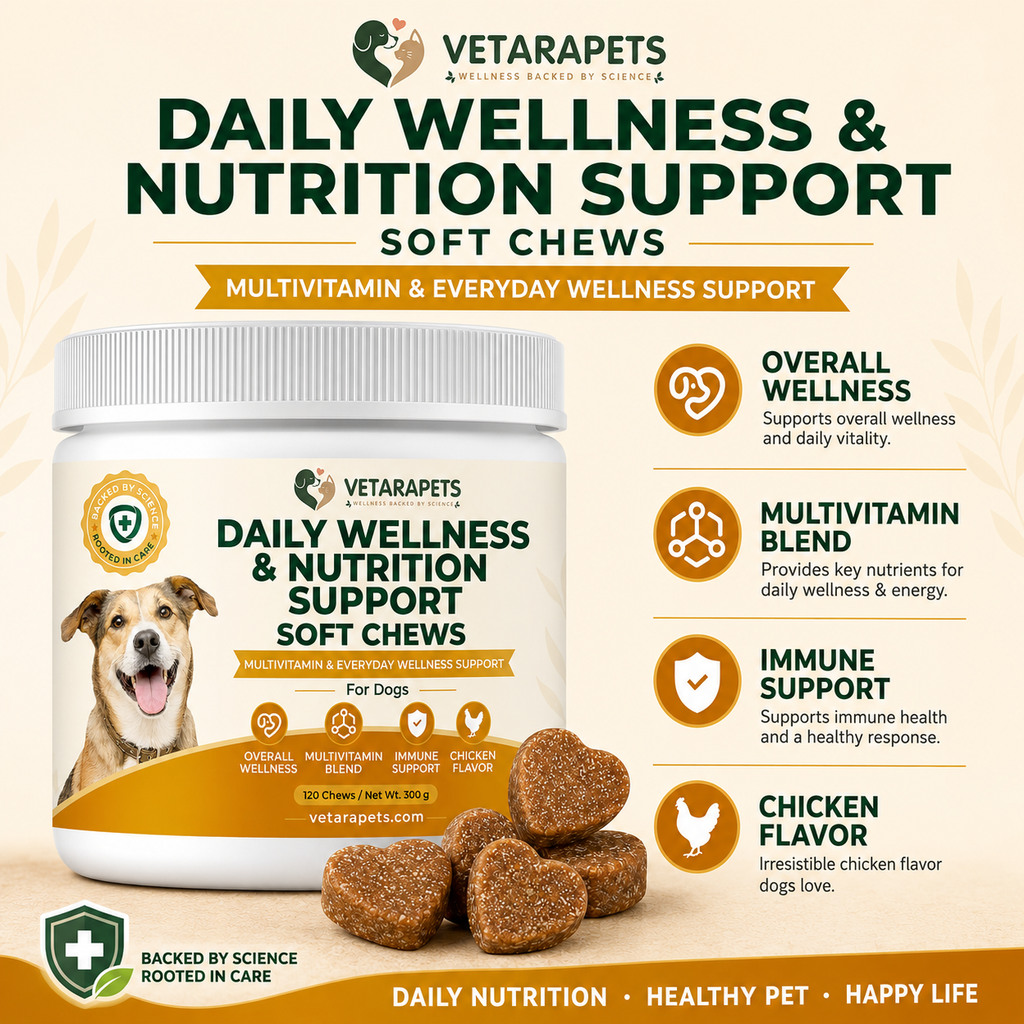 VetaraPets 24 in 1 Dog Multivitamin Soft Chews product facts ingredients and suggested use