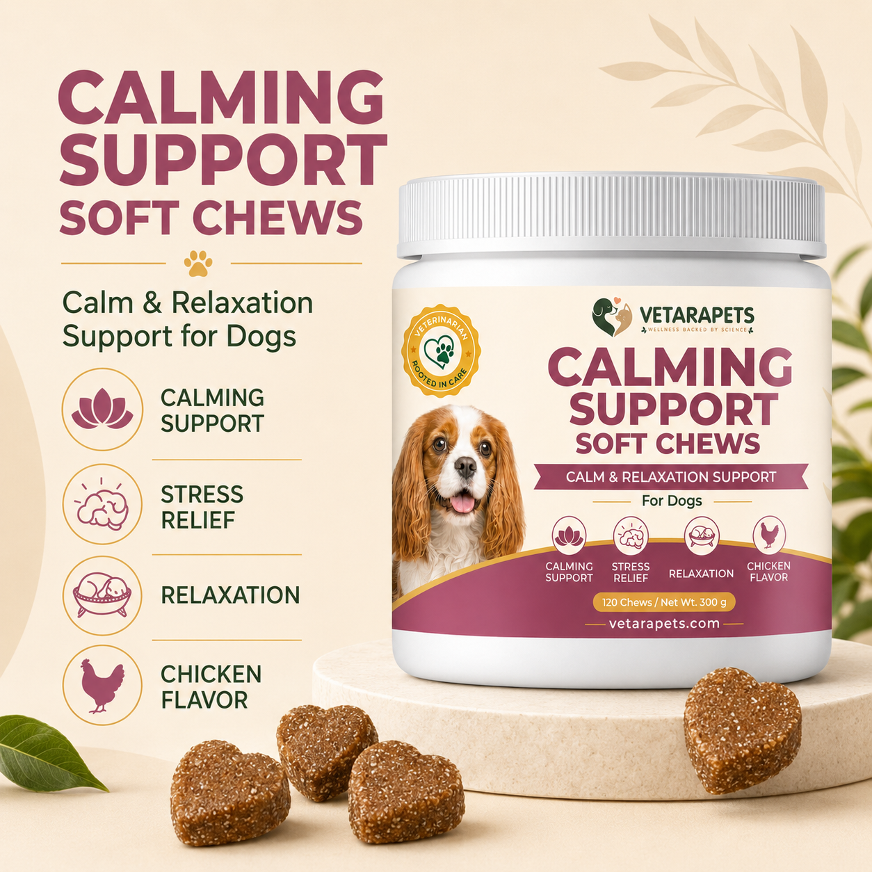 Calming Support Soft Chews easy daily use with feeding guide