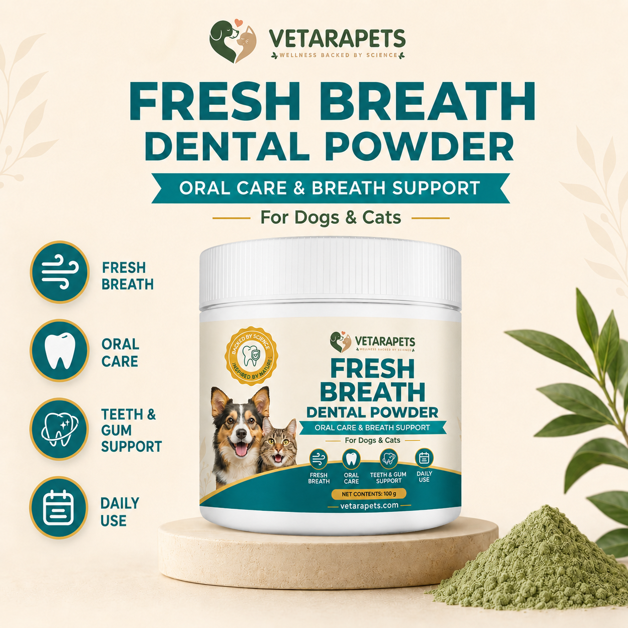 Fresh Breath Dental Powder supports fresh breath oral care teeth and gum support