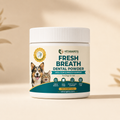 VetaraPets Fresh Breath Dental Powder for dogs and cats front jar